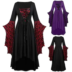 Witches Retro Vintage Punk Gothic Medieval Dress Masquerade Women's Costume Vintage Cosplay Halloween Party / Evening Dress Halloween Lightinthebox