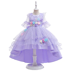 Encanto Fairytale Princess Isabela Madrigal Flower Girl Dress Theme Party Costume Tulle Dresses Girls' Movie Cosplay Cosplay Halloween Purple Dress Halloween Carnival Masquerade Polyester Lightinthebox