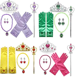 Princess Halloween Props Holiday Jewelry Girls' Movie Cosplay Accent / Decorative Gloves Green Purple Yellow Gloves Necklace Earring Christmas Halloween Carnival Plastics / Tiaras / Wand / Tiaras Lightinthebox
