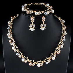 Chain Bracelet Two-piece Suit Alloy 1 Necklace 1 Bracelet Earrings Women's Stylish Simple Basic Classic Jewelry Set For Party Wedding Engagement / Hoop Earrings / Bridal Jewelry Sets Lightinthebox