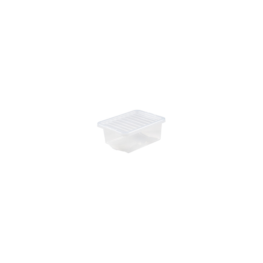 (Set of 5, 16 Litre) Clear Plastic Storage Boxes With Black Lids Home