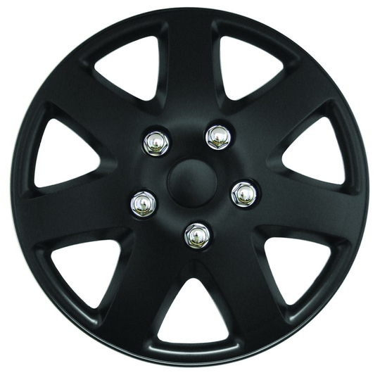 Matt Black 14" Tempest Wheel Trims - 14 Car Covers Diahatsu Fiat Premium Boxed - 14 black car wheel trims covers diahatsu fiat tempest matt premium