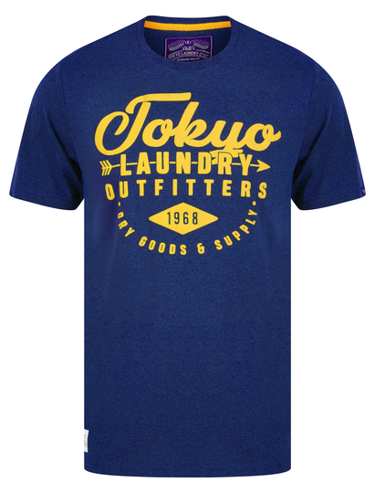T-Shirts Robins 2 Motif Cotton Jersey T-Shirt in Mid Blue Grindle - Tokyo Laundry / S - Tokyo Laundry