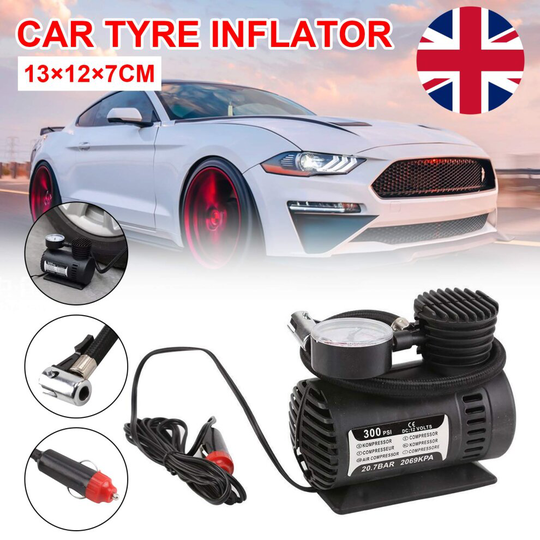 Inflator 300psi 12v Electric Compact Air Compressor Car Tyre Pump
