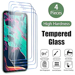 [4 Pack] Phone Screen Protector For Apple iPhone 14 Pro Max iPhone 13 Pro Max 12 Mini 11 X XR XS Max 8 7 Tempered Glass High Definition (HD) 9H Hardness 3D Touch Compatible Phone Accessory Lightinthebox