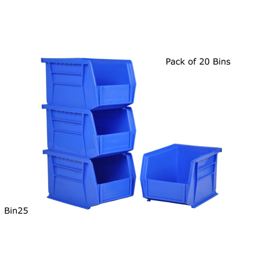 Pack of 20 Rhino Tuff Bin25 Plastic Parts Storage Bins - Workshop Boxes
