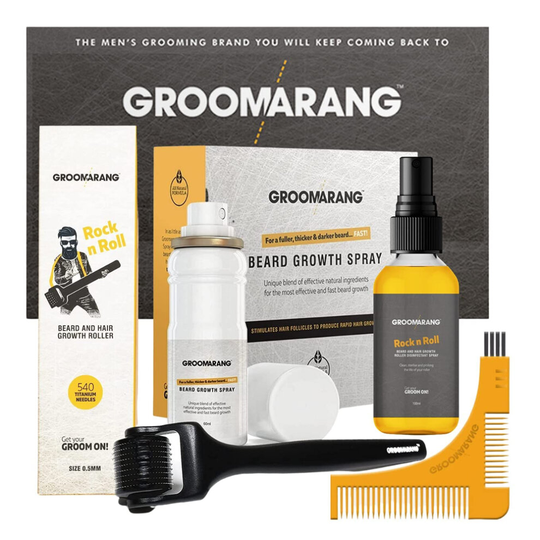 Beard Growth Kit Beard Roller Beard Growth Spray Beard Comb Gift Box