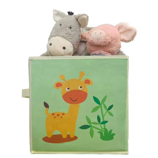 (Green Giraffe) Children Toy Storage Canvas Animal Print Box
