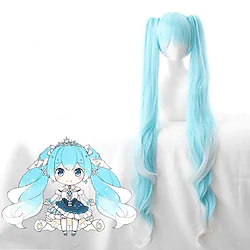 Vocaloid Snow Miku Cosplay Wigs Women's With 2 Ponytails With Bangs 28 inch Heat Resistant Fiber Curly Blue Teen Adults' Anime Wig Lightinthebox