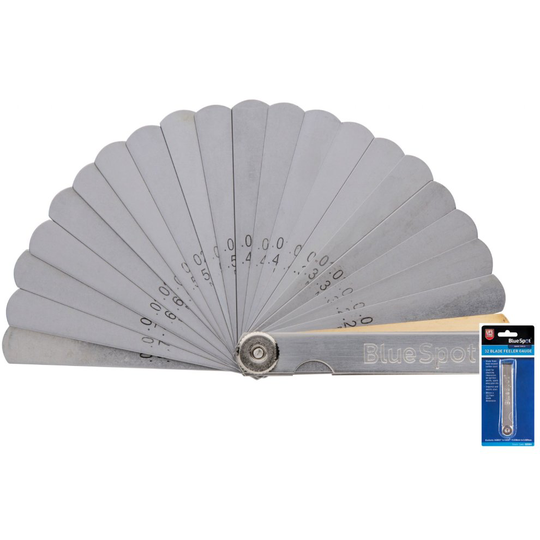 BlueSpot 32 Blade Leaf Feeler Gauge Metric Imperial Includes Brass Blade