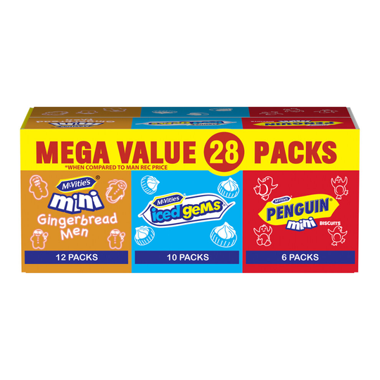 McVities Minis Gingerbread Iced Gems Penguin Biscuit Cookie Mix Box Packs of 28