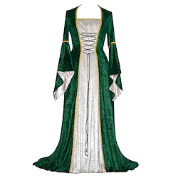 Outlander Plus Size Retro Vintage Medieval Cocktail Dress Vintage Dress Dress Prom Dress Women's Costume Vintage Cosplay Party Prom Long Sleeve Floor Length Long Length Dress / Velvet Lightinthebox
