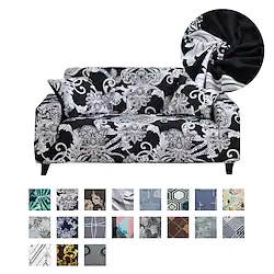 Stretch Sofa Slipcover Spandex Floral Jacquard Fabric Sectional Couch Armchair Loveseat 4 or 3 seater L Shape Soft Durable Washable Lightinthebox