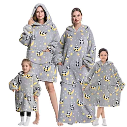 Kid's Adults' Oversized Hoodie Blanket Wearable Blanket With Pocket Panda Print Onesie Pajamas Flannel Cosplay For Men's Women's Boys Christmas Animal Sleepwear Cartoon Festival / Holiday Costumes Lightinthebox