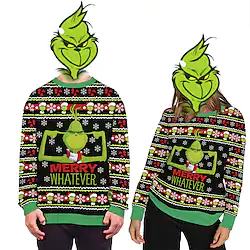 Grinch Hoodie Grinch Costume Men's Women's Costume Party Christmas Christmas Carnival Masquerade Teen Adults' Party Christmas Vacation Polyester Top Lightinthebox