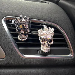 Bling Skull Cross Air Vent Clips 4 Pcs Crystal Skull Car Air Fresheners Vent Clips Car Diffuser Vent Clip Rhinestone Diamond Car Decoration Cute Car Interior Decor Bling Car Accessories for Women Lightinthebox