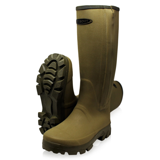 (UK9 EU43) Dirt Boot Unisex Neoprene lined Gamekeeper Wellington Muck Field Boots Zipper Khaki Wellies