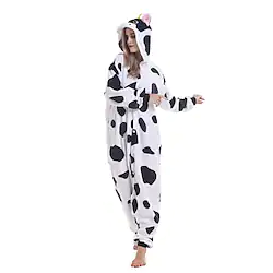 Adults' Kigurumi Pajamas Nightwear Camouflage Milk Cow Animal Patchwork Onesie Pajamas Polar Fleece Cosplay For Men and Women Christmas Animal Sleepwear Cartoon Festival / Holiday Costumes Lightinthebox