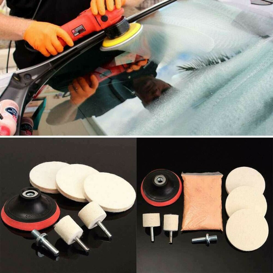 Polishing Kit Scratch Cerium Oxide Glass Windscreen Remover+Felt+3 Pad