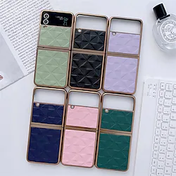 Phone Case For Samsung Galaxy Flip Z Flip 4 Z Flip 3 Portable Plating Flip Solid Colored PC PU Leather Lightinthebox