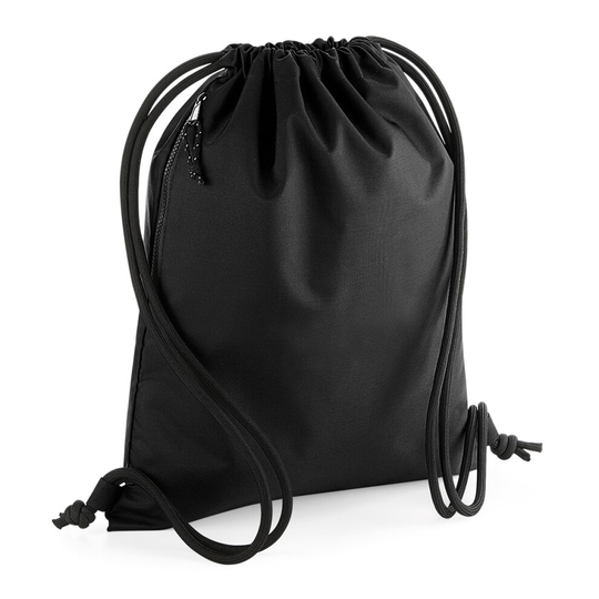 (Black) BagBase 15L Recycled Gymsac Sports Football Swimming PE Gym Dance Drawstring Bag