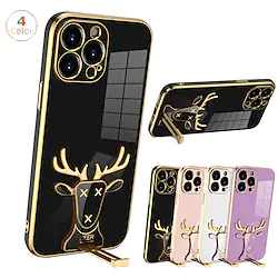 Phone Case For Apple Back Cover iPhone 14 Pro Max Plus 13 12 11 Mini X XR XS 8 7 with Stand Plating Full Body Protective Solid Colored TPU PC Lightinthebox