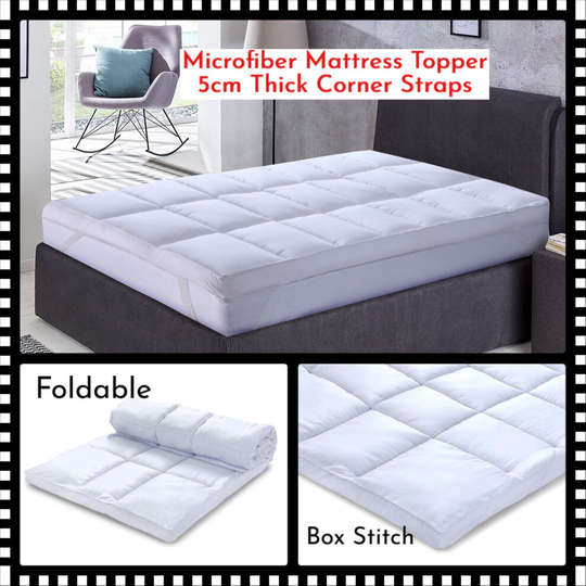 (5cm Micro Fiber Mattress Topper (Small Single)) Soft & Cooling Hotel Quality (Microlite) Micro Fiber Mattress Topper Thick 5cm,Box Stitched, Anti All