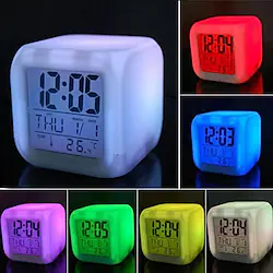 7 Color LED Change Digital Glowing Alarm Clock Night Light for Bedroom Child Lightinthebox