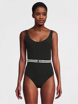 Solid & Striped The Annemarie Reversible Solid Rib Swimsuit - Black/Marshmallow