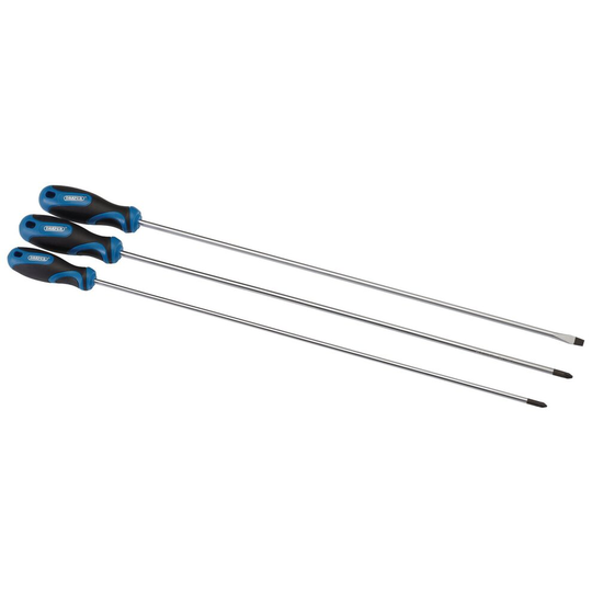 Draper Extra Long Reach Soft Grip Screwdriver Set, 450mm (3 Piece) [865L/3]