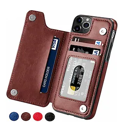 Phone Case For Apple Wallet Card iPhone 14 Pro Max 13 12 11 Pro Max Mini X XR XS 8 7 Plus with Stand Leather Magnetic Flip Solid Colored PU Leather Lightinthebox