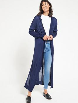 V By Very Knitted Lightweight Fine Gauge Long Line Cardigan - Navy