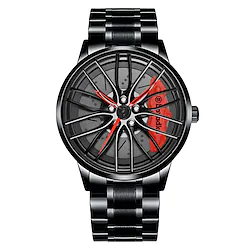 Car Watches for Men,Waterproof Stainless Steel Japanese Quartz Wrist Watch Sports Men's Watches with Car Wheel Rim Hub Design Lightinthebox