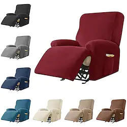 Stretch Velvet Recliner Couch Cover, 4-Piece Soft Sofa Cover, Sofa Slipcover with Elastic Loop, Washable Furniture Protector for Kids, Pets, Dogs, Cats Lightinthebox