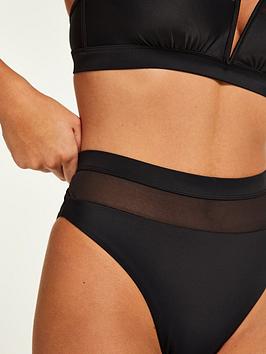 Hunkemoller Mesh High Waist Bikini Brief - Black