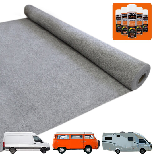 11m2 Van Lining Carpet Super Stretch Adhesive Glue Cans Kit Camper Smoke Grey