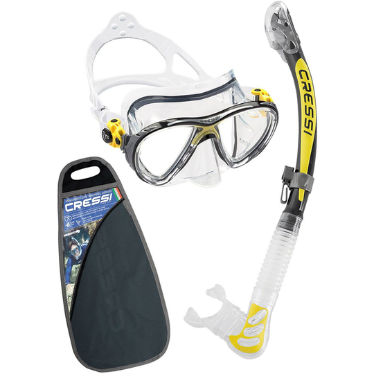 Cressi 1946 Big Eyes Evolution Plus Kappa Ultra Dry Combo Diving Set - Clear/Yellow