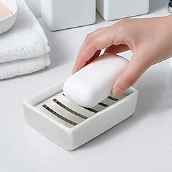 Double LayerS Ceramic and Stainless Steel Soap Dish Holder for Bathroom Self-draining White Soap Box Drain Soap Dish 1pc Lightinthebox