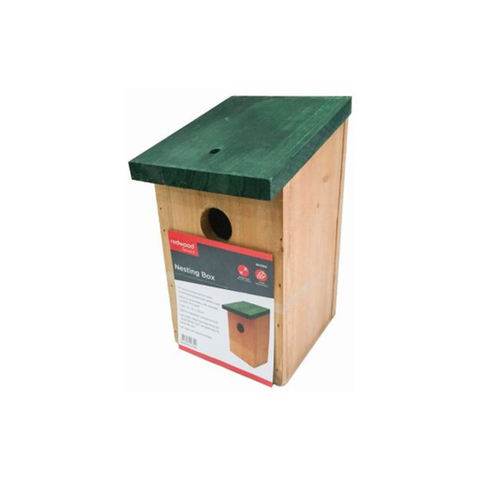 Traditional Wooden Bird Nesting Box Small Birds Blue Tits Robins 14 x 12 x 22cm
