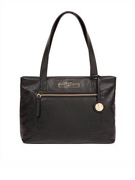 Pure Luxuries London Adley Zip Top Leather Handbag - Black