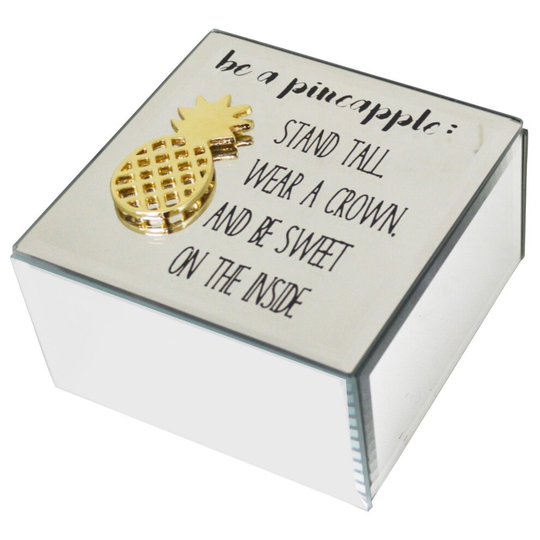 Funky Mirrored Glass Pineapple Make Up Organiser Trinket Jewellery Box