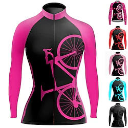 21Grams Women's Cycling Jersey Long Sleeve Bike Top with 3 Rear Pockets Mountain Bike MTB Road Bike Cycling Breathable Quick Dry Moisture Wicking Reflective Strips Rose Red Black Black Purple Lightinthebox