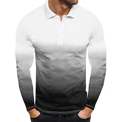 Men's Golf Shirt Tennis Shirt UV Sun Protection Breathable Quick Dry Long Sleeve T Shirt Top Regular Fit Basic Gradient Color Autumn / Fall Spring Summer Tennis Golf Running / Micro-elastic Lightinthebox