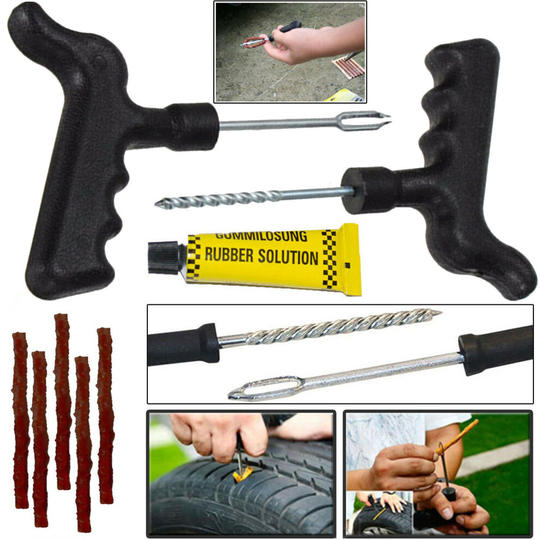 CAR VAN MOTORCYCLE TUBELESS TYRE PUNCTURE REPAIR KIT TIRE TOOL PLUG