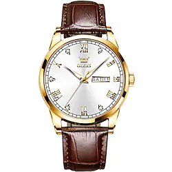 OLEVS Dress Watch Quartz Watch for Men's Men Analog Quartz Stylish Waterproof Calendar / date / day Noctilucent Alloy Genuine Leather Lightinthebox