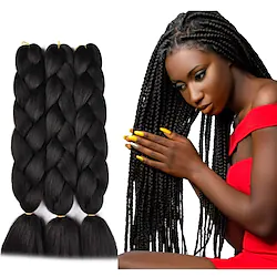 Crochet Hair Braids Jumbo Box Braids Black Dark Brown Synthetic Hair Long Braiding Hair 6pcs 3pcs 1pc Lightinthebox