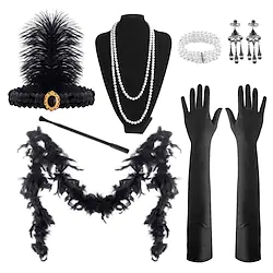 The Great Gatsby Charleston Retro Vintage 1950s Roaring 20s 1920s The Great Gatsby All Seasons Headpiece Flapper Headband Accesories Set Women's Adults' Costume Head Jewelry Necklace / Earrings Lightinthebox