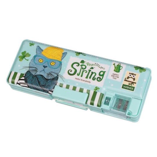 Combination Lock Plastic Students Stationery Pencil Box Pencil Case, Green