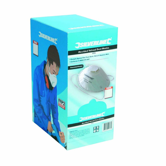 Pack Of 10 Ffp3 Moulded Valved Face Mask - ffp3 valved moulded respirator nr box silverline dust face 10 display 427698 mask masks safety pack