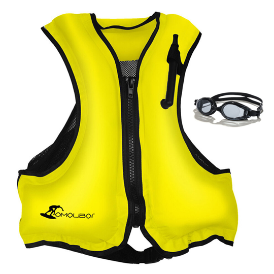 (Yellow) Inflatable Swim Vest for Adult,Buoyancy Aid Safety Snorkel Flotation Jackets Women Men Kayaking Swimming Fishing Boating Diving Vest for Wate